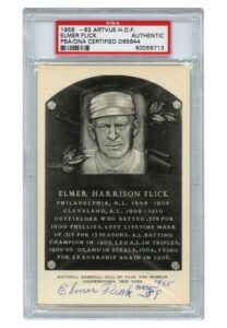 Elmer Flick Signed HOF B&W Plaque Postcard