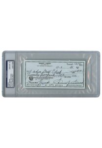 Encapsulated Sam Snead Signed Personal Check