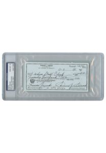 Encapsulated Sam Snead Signed Personal Check