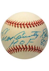 Enos Slaughter Single-Signed ONL Baseball With HOF 85 Inscription