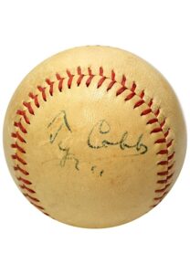 Exceedingly Rare Ty Cobb & Bing Crosby Dual-Signed Baseball