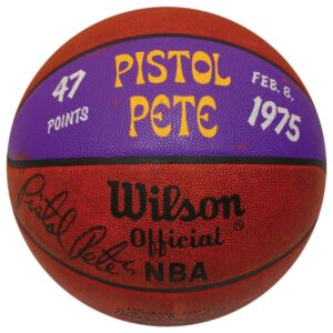 February 8th, 1975 Signed Pete Maravich 47 Point Game Ball