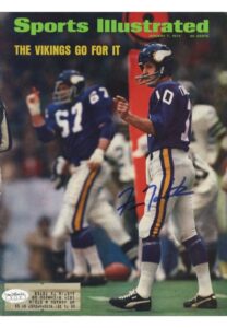 Four Signed Football Magazines — 1/7/1974 Fran Tarkenton Sports Illustrated, 12/29/1986 Joe Paterno Sports Illustrated, 1/26/1987 Lawrence Taylor Sports Illustrated & 1970 Pro Football Joe Namath…