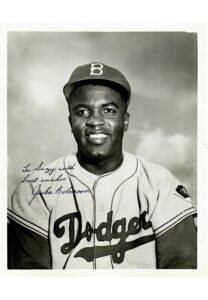 Fourteen Brooklyn Dodgers Single-Signed 8×10 B&W Photograph Including High-Grade Jackie, Campy & Hodges