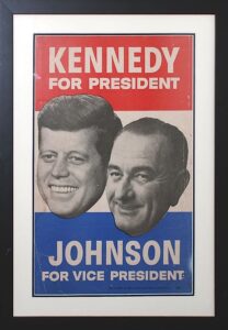 Framed 1960 John F. Kennedy and Lyndon B. Johnson Democratic Presidential Campaign Poster