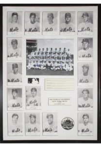 Framed 1969 New York Mets World Champions Team-Signed Photo with 16 Player Cards