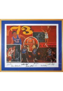 Framed 1973 New York Knicks Team-Signed Limited Edition Lithographs