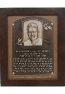 Framed 1976 Bob Lemon HOF Plaque