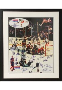 Framed 1980 Olympic Hockey Team Autographed LE Photo with Herb Brooks