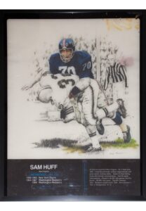 Framed 1982 Sam Huff Pro Football Hall of Fame Exhibit Display