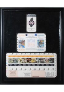 Framed 1985 Chicago Bears Season Ticket Package with Super Bowl XX Ticket Stub