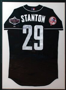 Framed 2001 Mike Stanton All-Star Game Autographed Replica BP Jersey Given to Brian McNamee