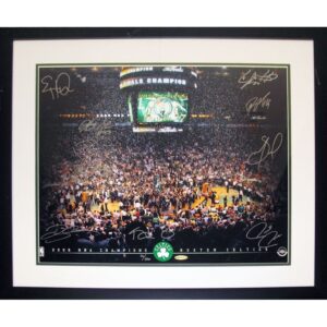 Framed 2008 Boston Celtics 10 Signature World Champions Team Autographed Wide View 16×20 Photo