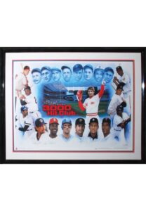 Framed “3,000 Hit Club” Multi-Signed Limited Edition Artist’s Proof Lithograph & Multi-Signed Bat