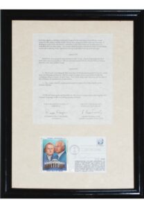 Framed 4/13/1993 “250th Anniversary of the Salt Treaty” First Day of Issue Envelope Signed by Mikhail Gorbachev