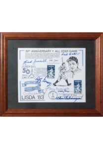 Framed 7/6/1983 Multi-Signed MLB All-Star Game 50th Anniversary First Day of Issue