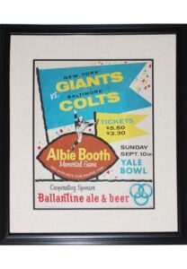 Framed 9/10/1961 New York Giants vs. Baltimore Colts Yale Bowl Ballantine Beer Ad