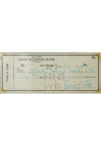 Framed 9/11/1952 Ty Cobb Signed Check