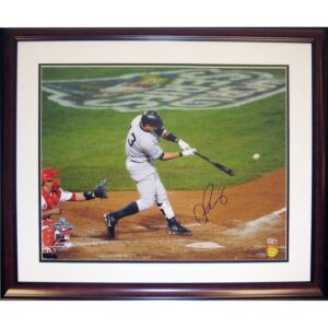 Framed Alex Rodriguez Autographed 2009 WS Game 4 Hit Away Jersey Horizontal 16×20 Photo