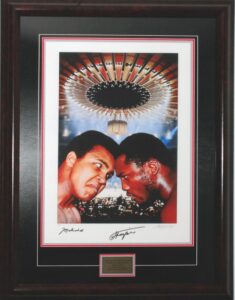 Framed Ali vs. Frazier Autographed Fight of the Century Photo