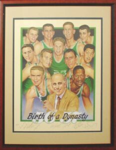 Framed “Birth of a Dynasty” Boston Celtics L.E. 1956-57 World Championship Team Autographed Rendering