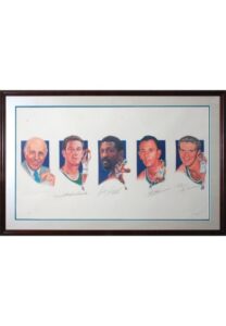 Framed Boston Celtics Legacy Multi-Signed Limited Edition Lithograph with Auerbach, Havlicek, Russell, Cousy & Heinsohn