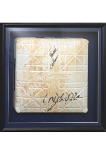 Framed “Core Four” NY Yankees Game-Used & Autographed Base