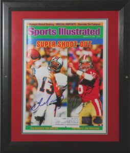 Framed Dan Marino & Joe Montana Autographed SI Cover