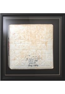 Framed Derek Jeter Game-Used & Autographed NY Yankees Base Inscribed “1270 Hits 9-16-08 Passing Gehrig”