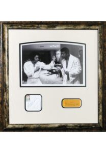 Framed Elvis Presley/Muhammad Ali Photo with Autographed Cuts