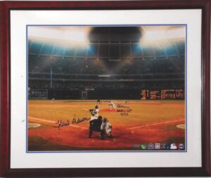 Framed Hank Aaron and Al Downing HR #715 Autographed LE 16” x 20” Photo