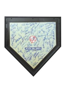 Framed Home Plate Autographed by 68 New York Yankees