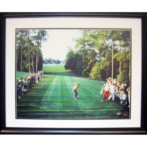 Framed Jack Nicklaus Autographed 1986 Masters 18th Hole Tee Shot 16×20 Photo