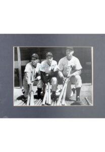 Framed Joe DiMaggio, Charlie Keller and Tommy Henrich Autographed Photo