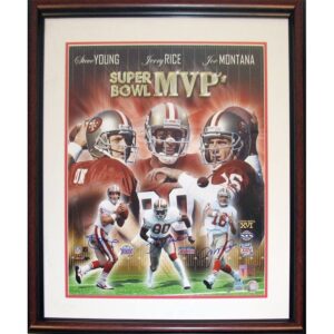 Framed Joe Montana, Jerry Rice & Steve Young Autographed 49ers SB MVPs 16×20 Collage Photo