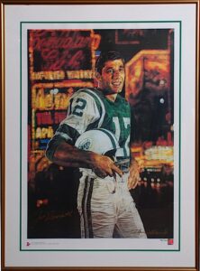 Framed Joe Namath NY Jets Steven Holland Autographed Litho