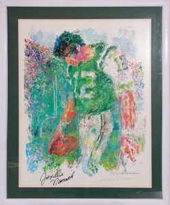 Framed Joe “Willie” Namath NY Jets LeRoy Neiman Autographed Poster