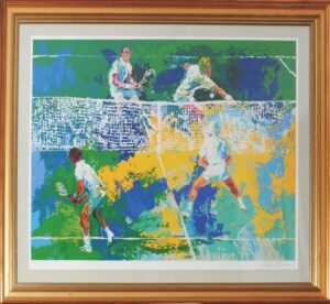 Framed LeRoy Neiman Over-sized Doubles Tennis Limited Edition Serigraph