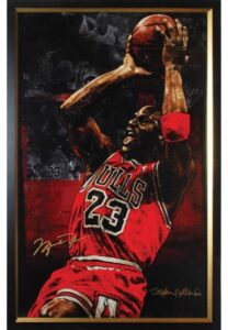 Framed Michael Jordan Autographed “Slam Dunk” Collector’s Edition Stephen Holland Giclee Canvas Print