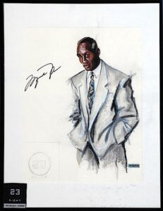 Framed Michael Jordan Bigsby & Kruthers One-of-a-Kind Autographed Sketch With Jordan’s Personal Business Card