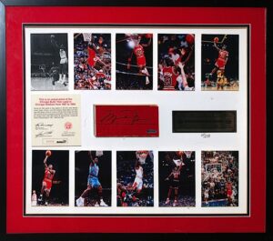 Framed Michael Jordan Chicago Bulls LE Autographed Chicago Stadium Floor Piece Display