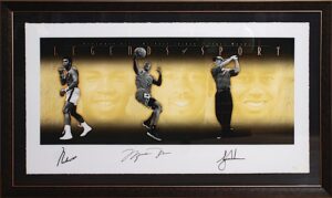 Framed Michael Jordan, Tiger Woods & Muhammad Ali “Legends of Sport” Limited Edition Autographed Art Print