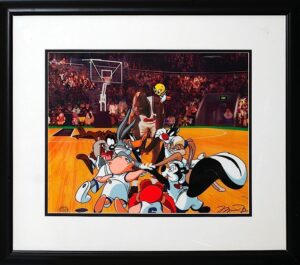 Framed Michael Jordan Warner Brothers Autographed Cartoon Cell