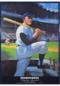 Framed Mickey Mantle Autographed Jumbo Restaurant Poster with “No. 7” Inscription