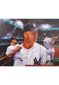 Framed Mickey Mantle Autographed Robert Simon Rendering