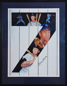 Framed Mickey Mantle NY Yankees Autographed “7” Poster