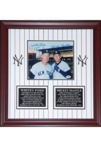 Framed Mickey Mantle & Whitey Ford Dual-Autographed Photo