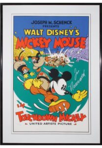 Framed Mickey Mouse “Touchdown Mickey” Limited Edition Serigraph Autographed by Joe Namath