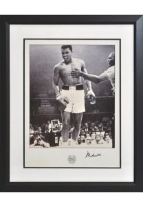 Framed Muhammad Ali Autographed B&W Olympics Photo