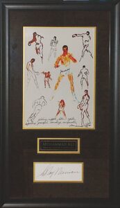 Framed Muhammad Ali Autographed LeRoy Neiman Litho Poster